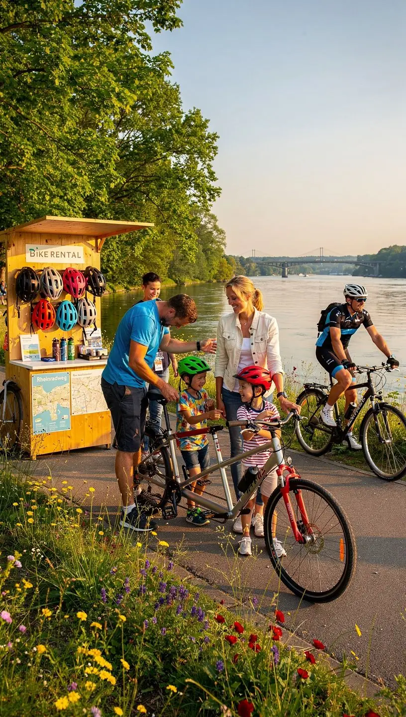 Kompetente Mitarbeiter beraten Radfahrer in einem Servicezentrum über passende Ausrüstung und individuelle Routenplanung.