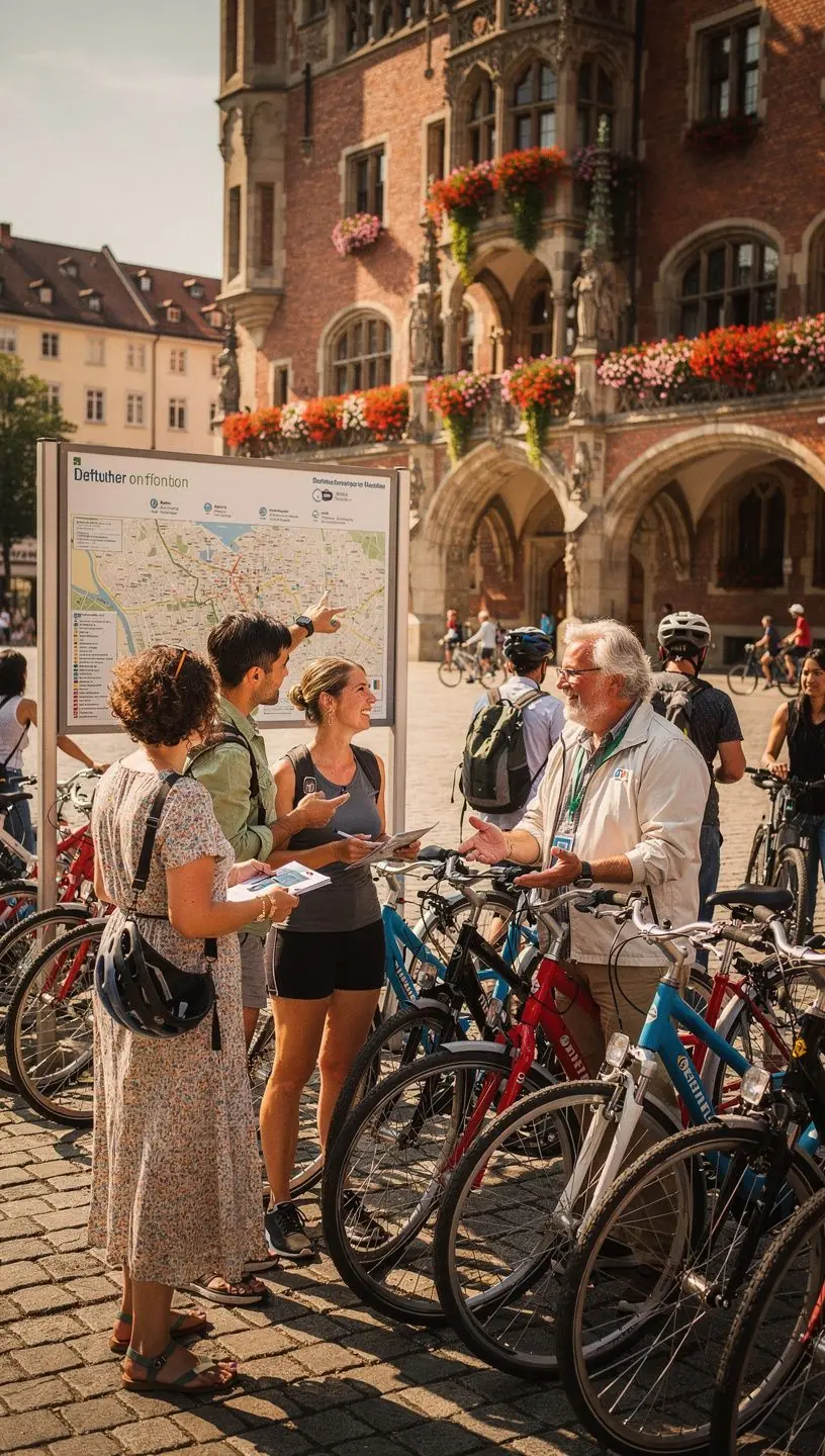 Detailierte Radwegkarte mit markierten Routen, Sehenswürdigkeiten und Servicepunkten für eine optimale Tourenplanung.